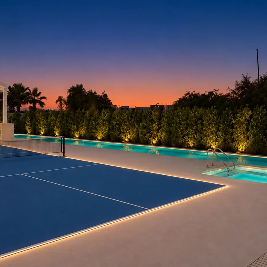 Combined pool and landscaping design in a Dubai villa
